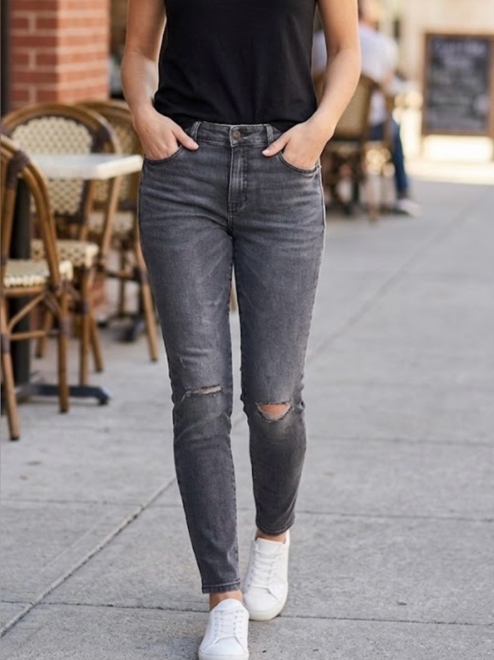 Cabi Jeans Womens Grey Distressed High Rise Skinny Jeans Size 8 Stretch